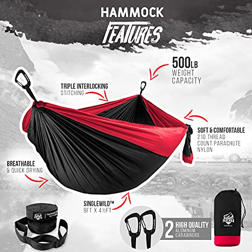 Camping-Hammock-for-Travel-Hiking-Backpacking-or-Backyard-Single-Outdoor-Hammock-Portable-Lightweight-Yet-Heavy-Duty-Parachute-Fabric-Tree-Hanging-Straps-Included-Easy-Setup-and-Foldable