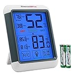 ThermoPro TP55 Indoor Thermometer Humidity Monitor with Jumbo Touchscreen and Backlight Digital Hygrometer with Temperature Gauge Humidity Meter