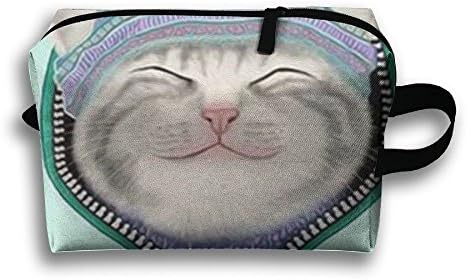 Travel Pouch Storage Bags Baskets Cute Pet Cat Cartoon Blue Makeup Bag 45x35cm