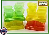 Five-A-Day Fresh Baby Food Freezer Cubes Reusable & Stackable Storage Containers with Trays, 2.3 ounce (70ml) Each Cube - 16 Individual Cubes, 4 Cubes Per Tray, 4 Trays Per Set