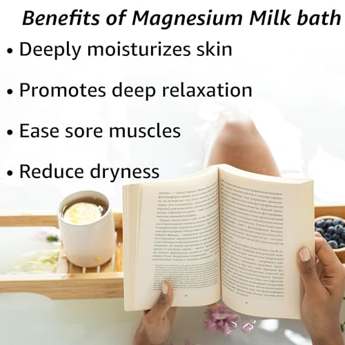Creamy Magnesium Milk Bath Soak Powder Moisturize Soften Skin Coconut Vanilla Shea Butter Luxury Spa Bath Salt Relaxation Selfcare Gifts for Women