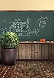 Laeacco 3x5ft Vinyl Photography Background School Memorial Classroom Theme Blackboard Chalk Simple Drawing Blackboard Bonsai Vintage Wood Floor Scene Photo Studio Backdrop