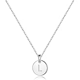 S925 Sterling Silver Disc Initial Necklaces for Women, Hypoallergenic Round Disc Initial Pendant Letter Initial Pendant S925 Sterling Silver Initial Necklace for Women Jewelry Gifts
