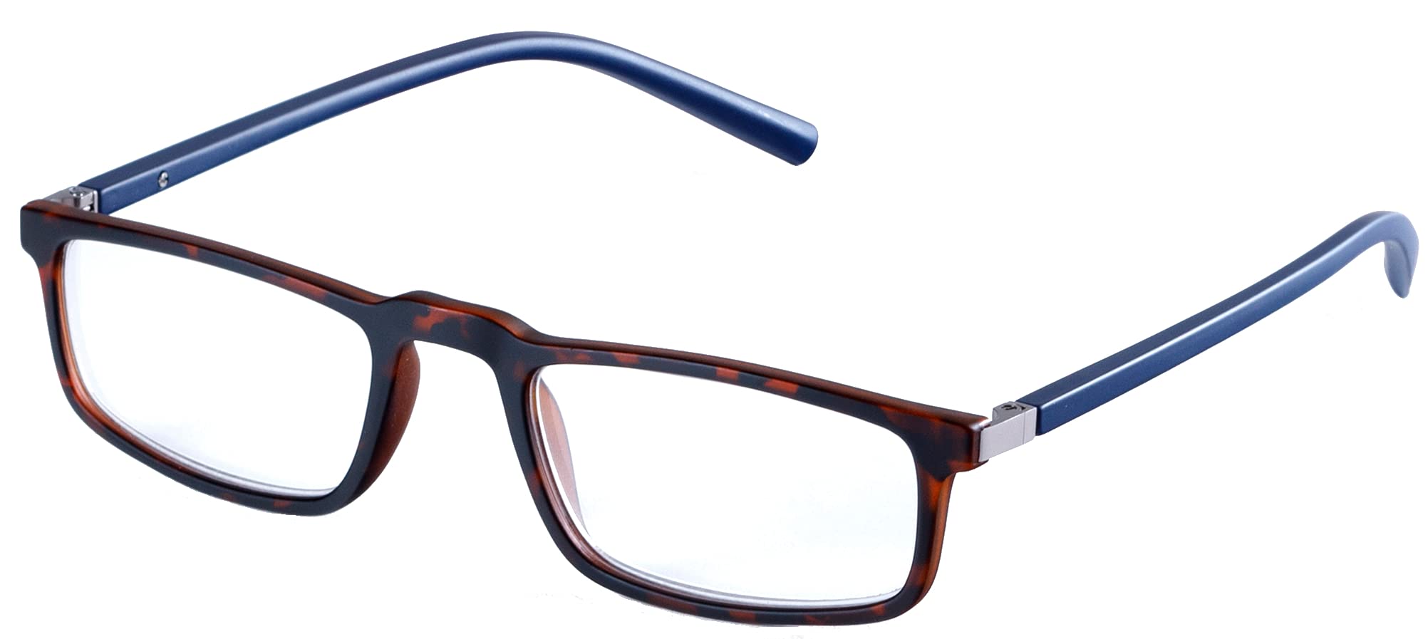 Remaldi Reading Glasses Mens Womens Seoul Navy +1.25 Half Eye Matte Tortoiseshell Frame with Contrasting Navy Blue Arms. Sprung Hinges.