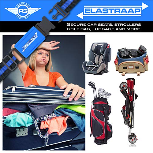 Luggage Straps, Adjustable Non-Slip Baggage Belts- Suitcase Bands For Travel Bag (2 Straps, Blue Stripe 2pk) - Thumbnail 6