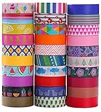 Ninico 30 Rolls Washi Tape Set - 10mm Wide, Colorful Flower Style Design, Decorative Masking Tape for DIY Craft Scrapbooking Gift Wrapping