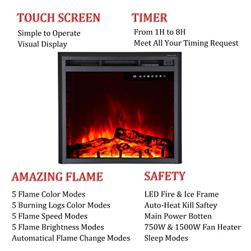 image for 30'' Electric Fireplace Insert,Freestanding & Recessed Electric Stove 
