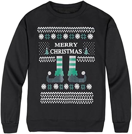Dudebabe Women's Christmas Santa Claus Print Sweatshirt Round Neck Shirt Top Black B 3XL
