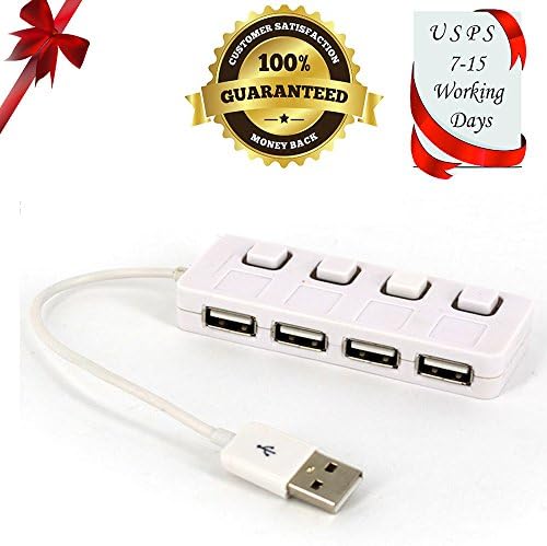 seelike 4 Port High Speed USB 2.0 Hub Adapter with Individual Power Switches and LEDs for iMac MacBook Pro Air Mac Mini or any PC, USB Extender Hub Adapter for Samsung HP DELL Lenovo ASUS Laptop Desktop PC Computer [White]