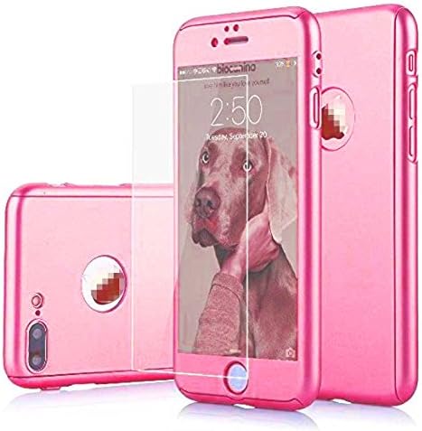 iPhone 7 Plus Case, LEYSHIZ All-around Full Body Utral thin Fit Case cover with Tempered Glass Screen Protector Ultra slim Light Weight Hard Snap-On For Apple iPhone 7 Plus - HOT PINK