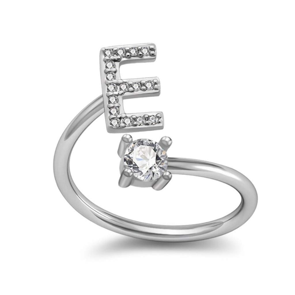 Sugely Women Ring Cute 26 Letters Opening With Diamond Ring Jewellery Accessories
