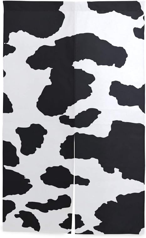 Amazon のれん おしゃれ 目隠し 暖簾 ロング カーテン 遮光 白黒 シンプルな牛柄 ウシ柄 可愛いアニマル柄 動物 スキン 芸術 おしゃれ 羽 自然キッチン 窓 リビング 出入り口 幅86cm X 丈143cm 突っ張り棒付き のれん オンライン通販