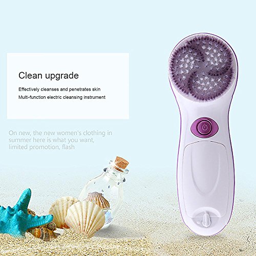 Pawaca 5 in 1 Electric Facial Cleansing Brush Kit with Case, 360 Degree Rotating Deep Clean and Exfoliating Spin Face Massager Skin Care Tool with 5 Replacement Attachments