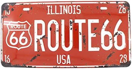 6x12 Inches Vintage Feel Metal Tin Sign Plaque for Home Decor (Illinois Route 66)