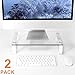 2 Pack Computer Monitor Stand Riser Multi Media Desktop Stand for Flat Screen LCD LED TV, Laptop/Notebook/Xbox One, with Tempered Glass and Metal Legs,HD02T-201thumb 2