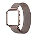 For Fitbit Blaze Accessory Band Large,Oitom Milanese loop stainless steel Bracelet Strap for Fitbit Blaze Smart Fitness Watch, Black, Silver, Large with unique Magnet lock (Chocolate Frame+Loop)