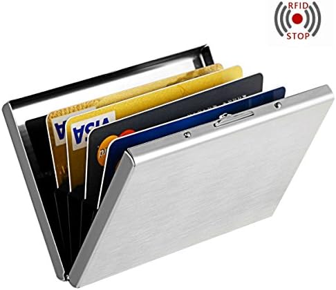Compact Front Pocket Slim Credit Card Holder Thin RFID Block Wallet Money Cash (Silver)