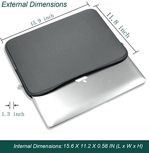 Laptop Sleeve bag 15-15.6 Inch,resistant Neoprene Laptop Sleeve/Notebook Computer Pocket Case/Tablet Briefcase Carrying Bag Compatible Asus/Dell/Fujitsu/Lenovo/HP/Sony/Toshiba/Acer/Fujitsu - (Grey) - Thumbnail 4