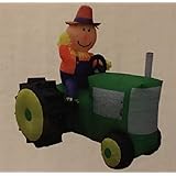 Airblown Inflatable Scarecrow Riding on a Green Tractor - Halloween Thanksgiving Yard Outdoor Decoration, 6 foot long x 6.5 foot Tall