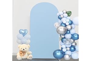 7.2 FT Arch Backdrop Cover, JFDYDM Baby Blue Wedding Arch Cover 7.2 FT, Arch Backdrop Stand Cover, Background Stand Covers, Baby Blue Chiara Backdrop Cover for Party Celebration Proposal Birthday
