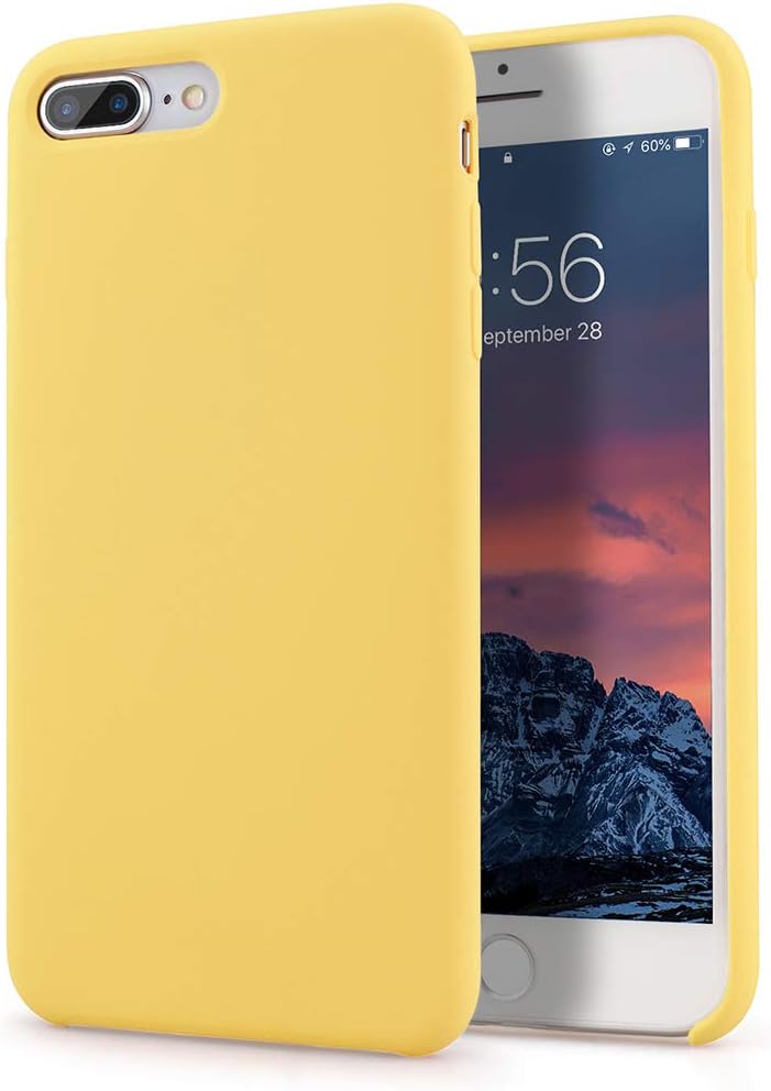 Segoi iPhone 8 Plus Case/iPhone 7 Plus Case, Liquid Silicone Gel Rubber Case Soft Microfiber Cloth Lining Cushion Compatible with iPhone 8 Plus 2017/ iPhone 7 Plus 2016 - Yellow