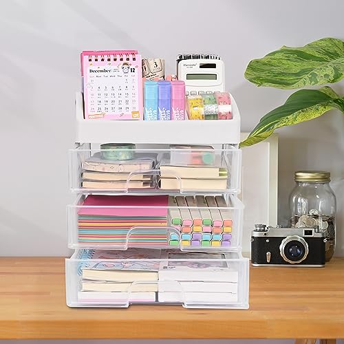 KAYYUKI WH 4-LAYER DESKTOP DRAWER ORGANIZER – PEN HOLDER AND OFFICE SUPPLIES DESK ORGANIZER WITH SLIDING DRAWER, IDEAL FOR OFFICE AND HOME WORKSPACES.