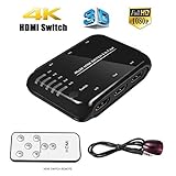 4K 5-Port HDMI Switcher, EPOLLO 5 In 1 Out HDMI Input Splitter Ultra HD HDMI Switch with IR Wireless Remote & AC Adapter, Support Full 3D 4K x 2K for DVD, HDTVs, Projectors, PS3, PS4, PC Ect