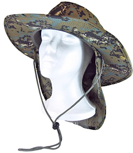 Fishing Hiking Hunting Boating Snap Brim Hat Sun Cap with Neck Flap Cover Outdoor Safari Boonie Bush (Digital Woodland Camo, S)