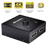 4K HDMI Switch, Amanka HDMI Bi-directional 1x2 / 2x1 AB Switcher Splitter with 2 Port Supports Ultra HD 4K 1080P 3D HDCP Pass Through