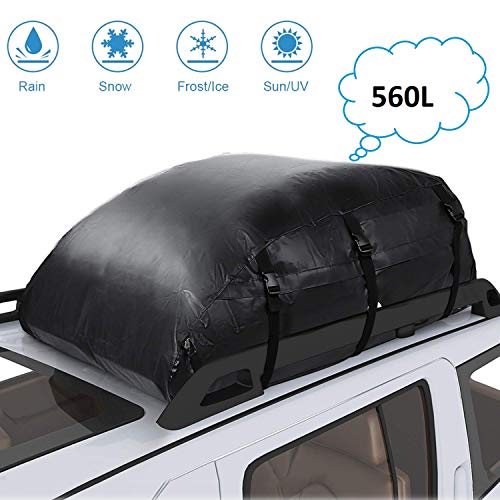 Waterproof PVC Vehicle Soft-Shell Carriers Car Roof Bag Cargo Storage Rooftop Luggage for Any Car Van or SUV/with Straps(20 Cubic Feet)