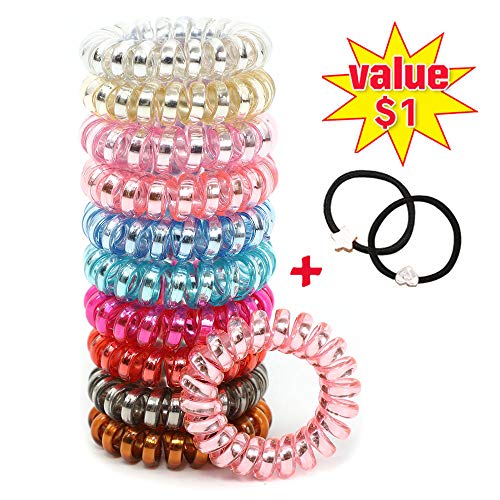 10 PCS Spiral Hair Ties No Crease, Traceless Coil Hair Ties, Phone Cord Hair Ties, Hair Coils, Ponytail Holder, Colorful Hair Ties For Girls Women, Hair Accessories With Hair Ties