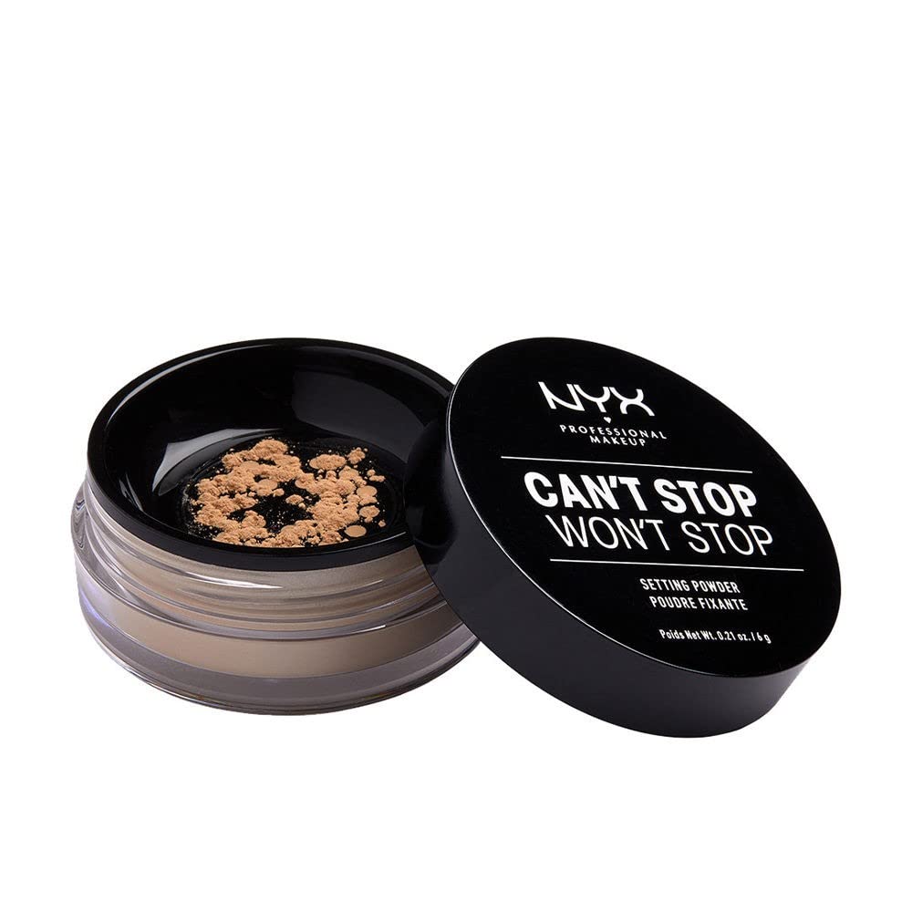 NYX Professional Makeup Can't Stop Won't Stop Setting Powder, Loose Format, Matte Finish, Oil Absorbing, Vegan Formula, Shade: Medium