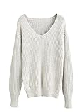 iPretty Sexy Women's Thin Long Sleeve V-Neck Knitted Jumper Loose Sweater Pullover Top
