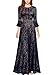 MISSMAY Women's Vintage Full Lace Contrast Bell Sleeve Formal Long Dress