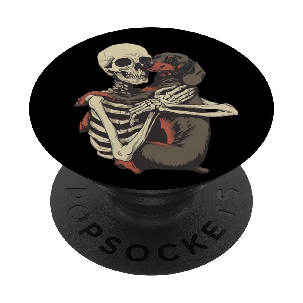 Funny Skeleton Dog Lover Dachshund Doxie Puppy Halloween PopSockets Swappable PopGrip