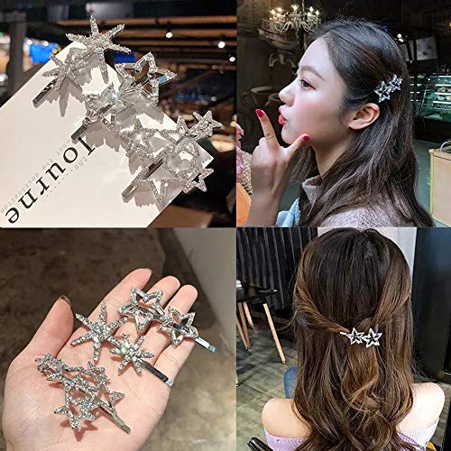 image for YMHPRIDE 18 Pcs Rhinestone Letter Hair Clips Sparkly Star Hair Pins Cr