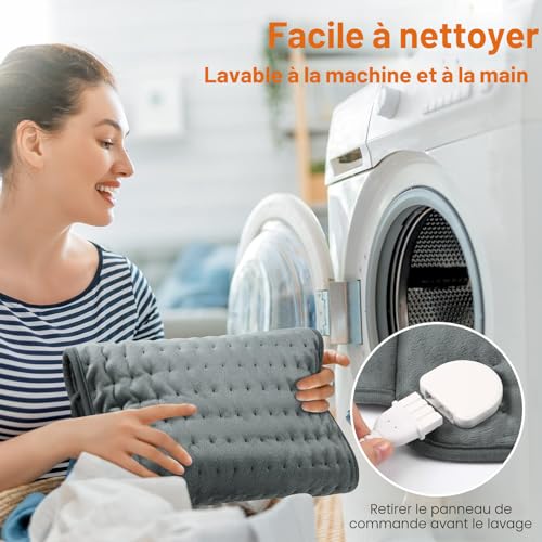 OneAmg Electric Heated Cushion 126 x 30 cm Lumbar Heating Belt 6 Temperature Levels and Automatic Shut-Off Washable Heated Belt with Velcro for Back Cervical Abdomen Grey