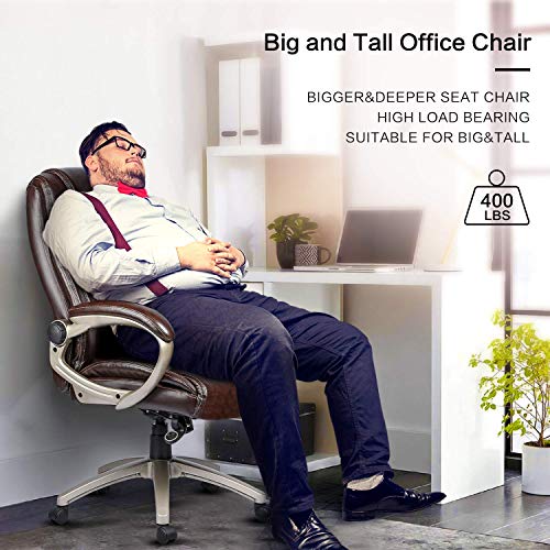 COMHOMA Leather Office Chair-400lbs Big and Tall High-Back Comfortable Executive Office Computer Desk Chair- Ergonomic… - Image 4