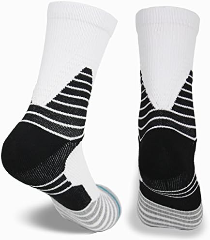 Cushion Basketball Crew Socks Mens&Womens Compression Socks White Long Sports Socks for Outdoor,Running,Riding Multi-Purpose 1 Pairs