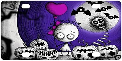Halloween Scary Pumpkins Strong And Durable Aluminum Car Metal License Plate Frame for Women/Men Four Holes Tag 12" X 6"