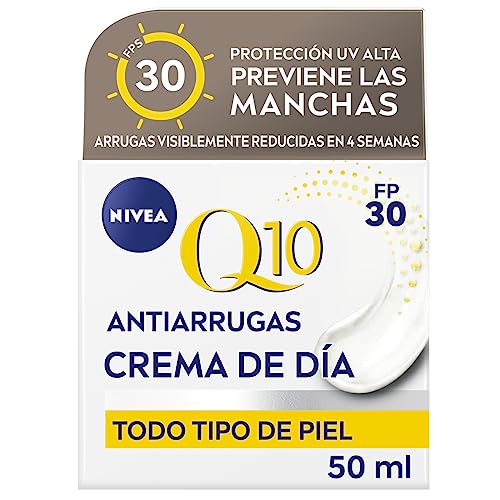 Q10 Antiarrugas - Crema de Día SPF 30 Extra Firmeza - Hidrata, Regenera, Reduce y Previene las Arrugas - Q10 Puro, Creatina y Ácido Hialurónico - Previene las Manchas - Todo Tipo de Piel - 50 ml