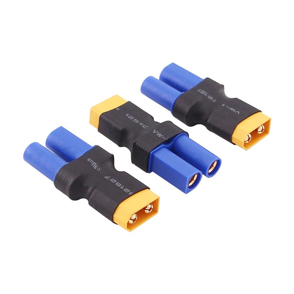 OliRC 3pcs Male XT60 to Female EC5 Losi Connector Adapter for Turnigy 8ight SCT LiPo(C77-3)