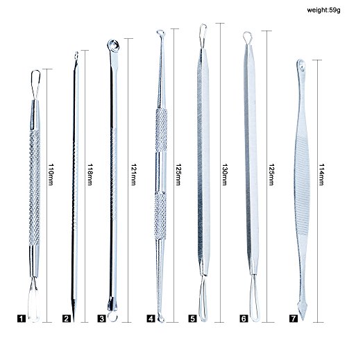 LUVODI 7 Pcs Pimple Popper Kit Blackhead Remover Comedone Extractor Acne Needle Removal Tool Set Facial Skin Care Tool Kit - Treatment for Blemish, Whitehead, Zit Popping