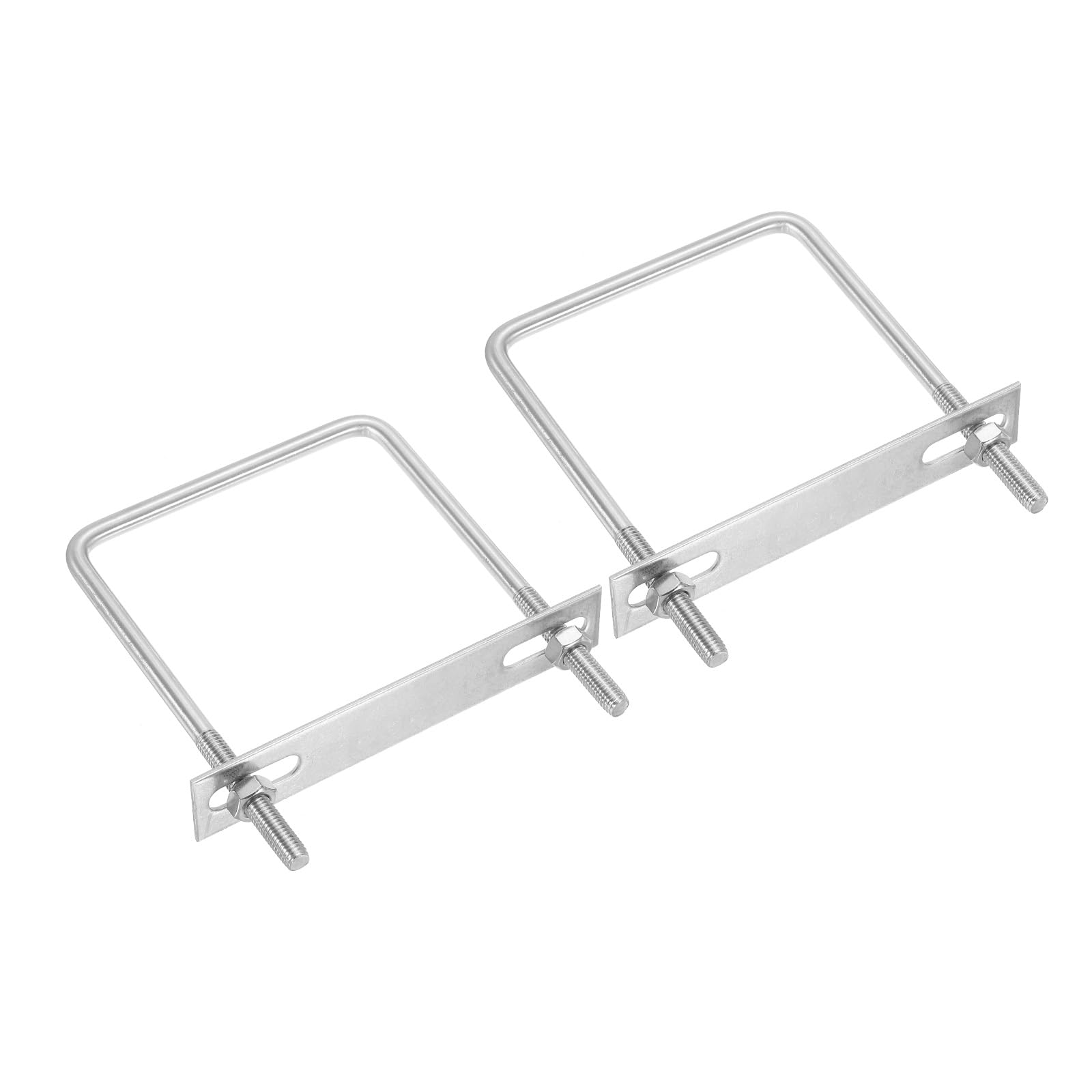PATIKIL M8x100x100mm Square U-Bolts Kit, 2Set 304 Stainless Steel Square U Shaped Bolts Replacement Parts with Frame Plates and Nuts for Ski Board Sailboat Trailer