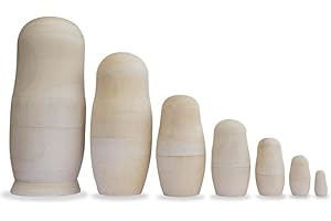 BestPysanky Set of 7 Unpainted Blank Wooden Nesting Dolls 6.75 Inches
