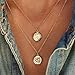 Yalice Layered Coin Necklace Chain Gold Pendant Necklaces Vintage Disc Necklace Jewelry for Women and Girls