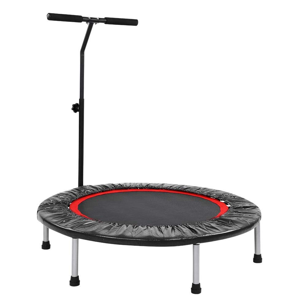 lahomie Mini Fitness Trampoline with Adjustable Handles, Indoor Heavy Duty  Folding Trampoline Fitness Rebounder Bed, 38inch Fitness Gym Workout