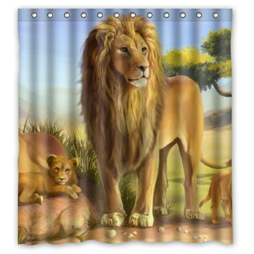 Amazon Com Cool Cartoon Lions Family Shower Curtain For Kids And