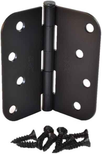 (Pack of 6) kesler 4 Inch Oil-Rubbed Bronze Door Hinges with 5/8" Radius Corners