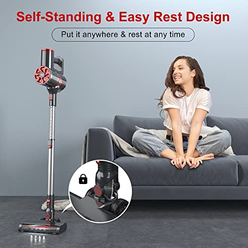 PRETTYCARE Cordless Vacuum Cleaner, Stick Vacuum with LED Display, 6 in 1 Self-Standing Vacuum with Powerful Suction, Upgrade Brushless Motor for Hardwood Floor Carpet Pet Hair and Area Rugs, P4